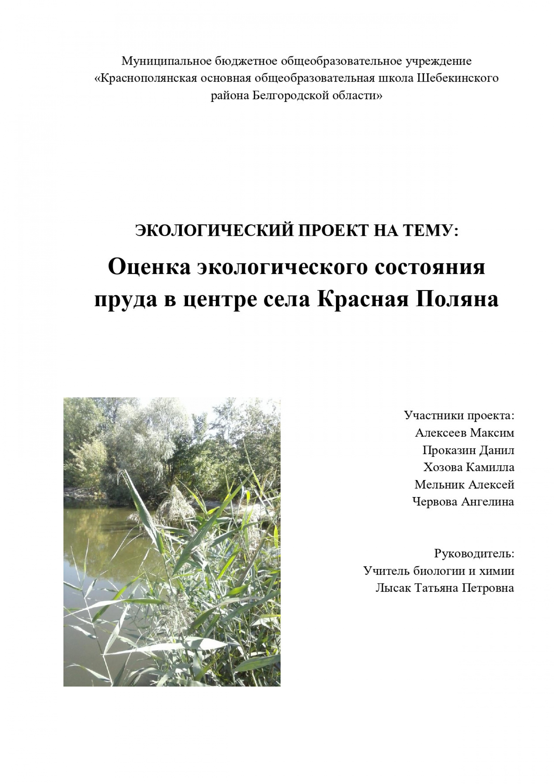 Доклад по теме Экологическая обстановка Шебекинского района